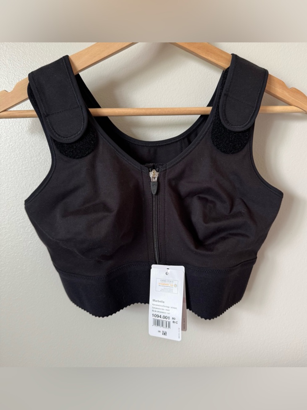 NWT ANITA 36B 36C Marbella Compression Bra Front Closure Black